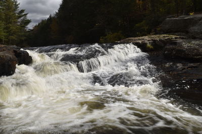 Scenic view of river flowing through rocks