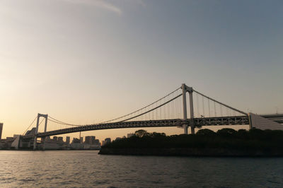 Suspension bridge over river