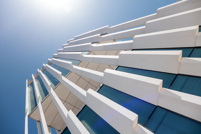 Low angle view of building against blue sky