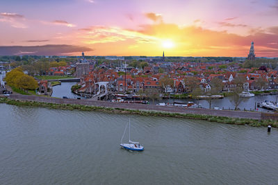 Aerial from the city enkhuizen in the netherlands