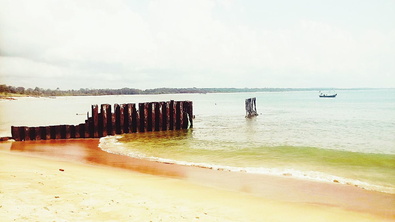 sea, beach, water, horizon over water, sand, shore, sky, tranquil scene, tranquility, copy space, scenics, nature, pier, beauty in nature, built structure, clear sky, incidental people, day, idyllic, outdoors