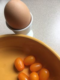 High angle view of breakfast in bowl on table