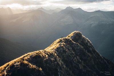 Scenic view of mountains against sky