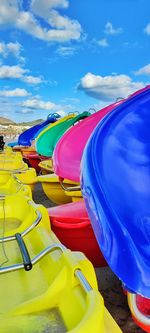 High angle view of multi colored umbrella