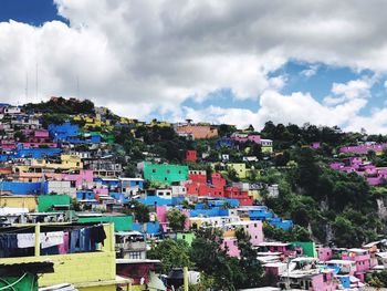 High angle view of townscape against sky