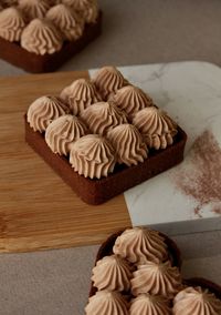 High angle view of cake on table