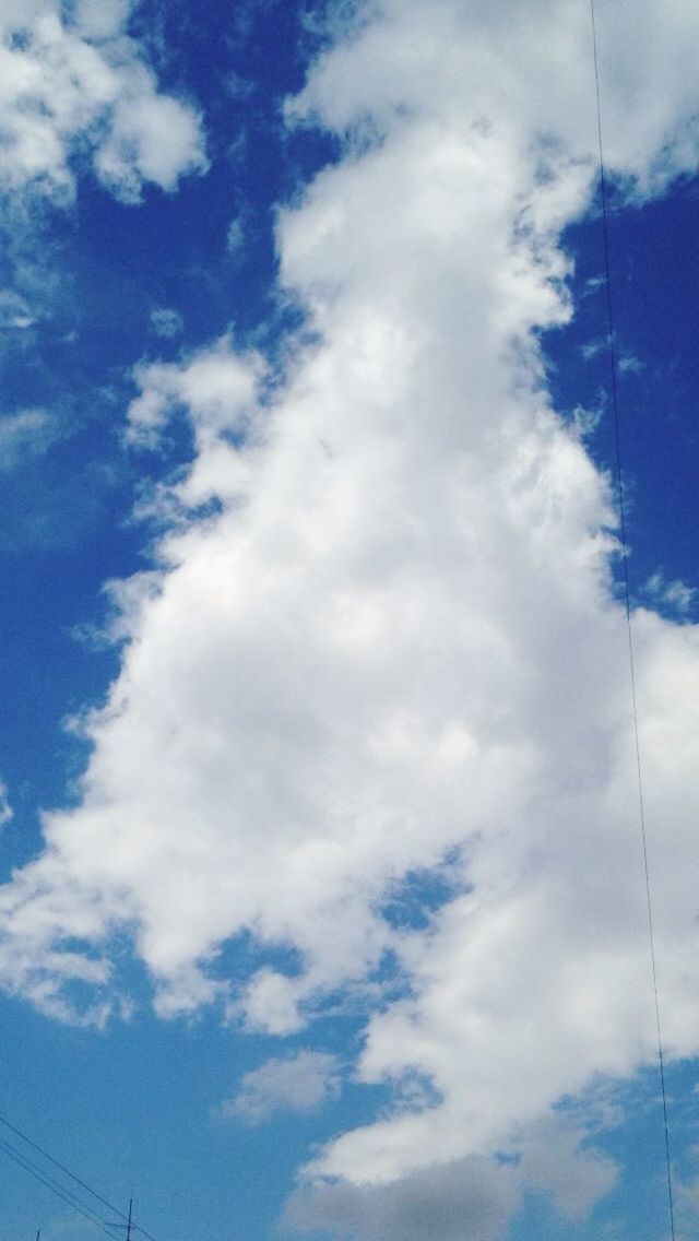 low angle view, sky, power line, cloud - sky, electricity, cable, power supply, electricity pylon, connection, blue, cloudy, cloud, technology, fuel and power generation, nature, tranquility, beauty in nature, outdoors, no people, day