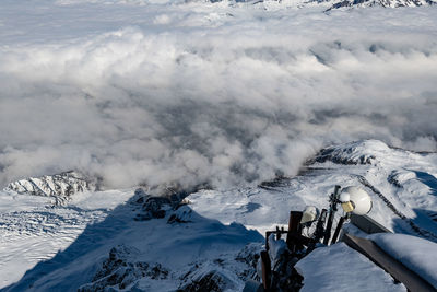 Aerial view of snowcapped mountains