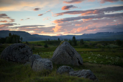 Close-up of stone wall against sky