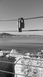 Scenic view of sea against clear sky during winter