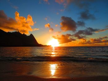 Scenic view of sea against sky during sunset