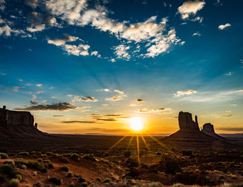 View of rock formations at sunset