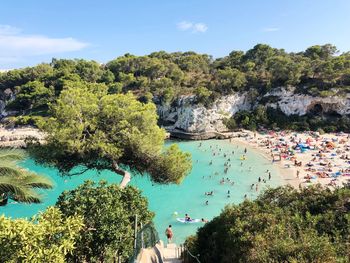 High angle view of people at beach