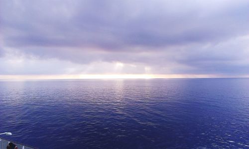 Scenic view of sea against cloudy sky