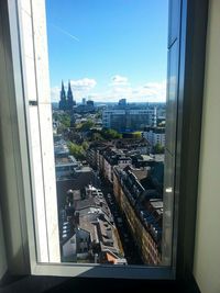 Cityscape against blue sky