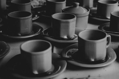 Close-up of coffee cup on table