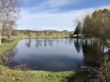 Scenic view of lake against sky