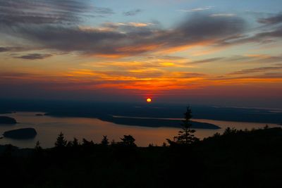 Scenic view of sunset over sea