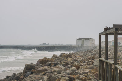 Scenic view of sea against clear sky