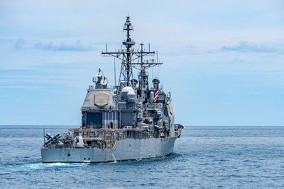 Ship in sea against sky