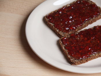 Close-up of cake served in plate