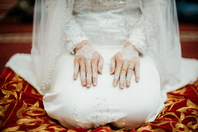 Close-up of wedding dress