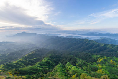 Scenic view of mountains against sky