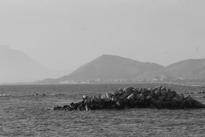 Scenic view of sea against clear sky