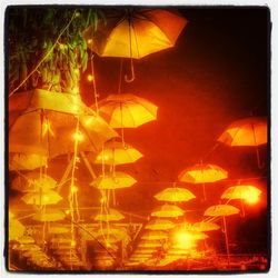 Illuminated lights at night