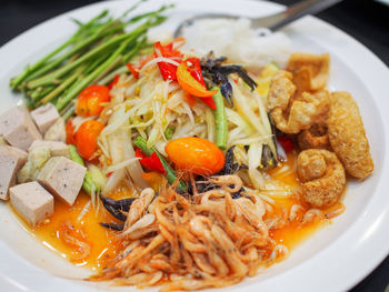 Close-up of meal served in plate