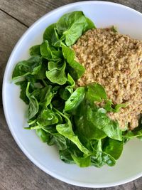 High angle view of fresh salad in bowl