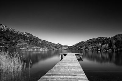 Scenic view of lake against clear sky