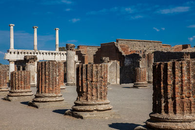 Ruins of the forum at the ancient city of pompeii in a beautiful early spring day