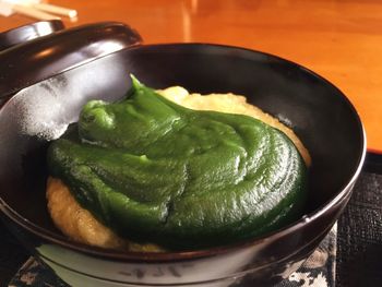 High angle view of meat in plate