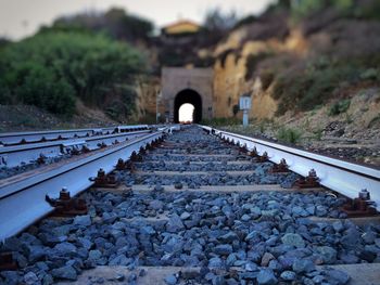 Railroad track against sky