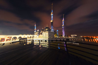 View of illuminated city at night