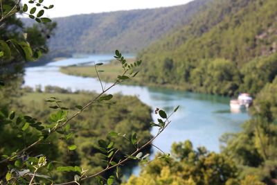 View of lake against mountains