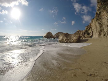 Scenic view of beach against sky