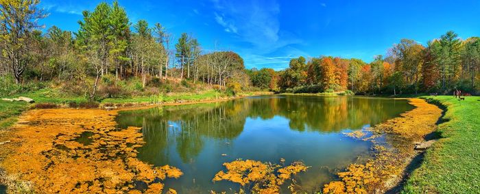 Scenic view of lake against sky during autumn