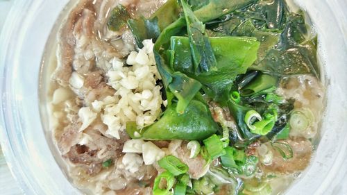 High angle view of meal served in bowl