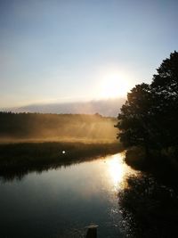 Scenic view of lake at sunset