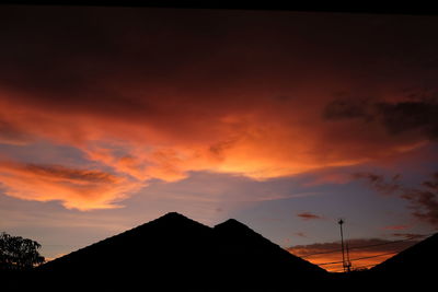 Low angle view of silhouette buildings against sky during sunset