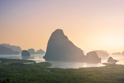 Scenic view of sea against sky during sunset