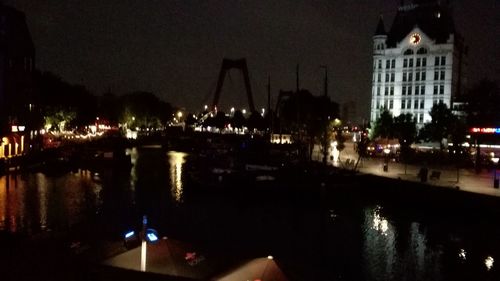 Illuminated buildings at night