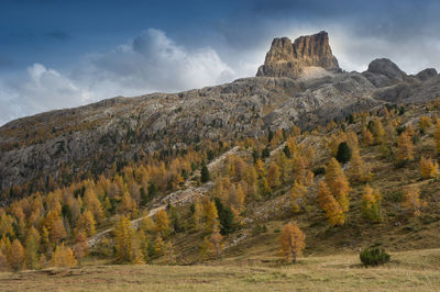 Scenic view of rocky mountains against sky