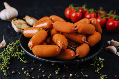 High angle view of tomatoes on table