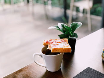 Close-up of drink served on table at restaurant