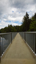 Footpath amidst trees against sky