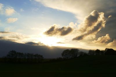 Silhouette trees against sky during sunset