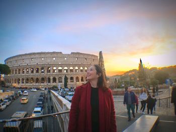 Woman standing in a city